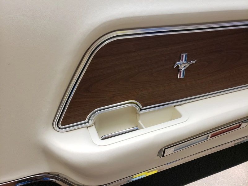 Vintage car interior door with emblem.