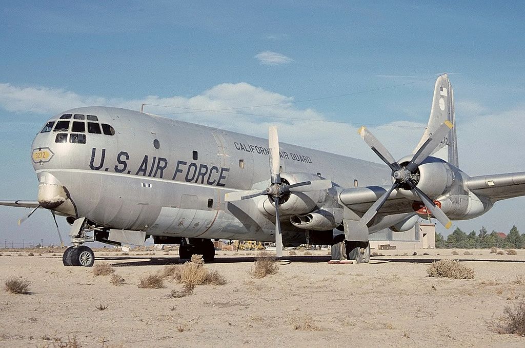 U.S. Air Force military transport aircraft parked.