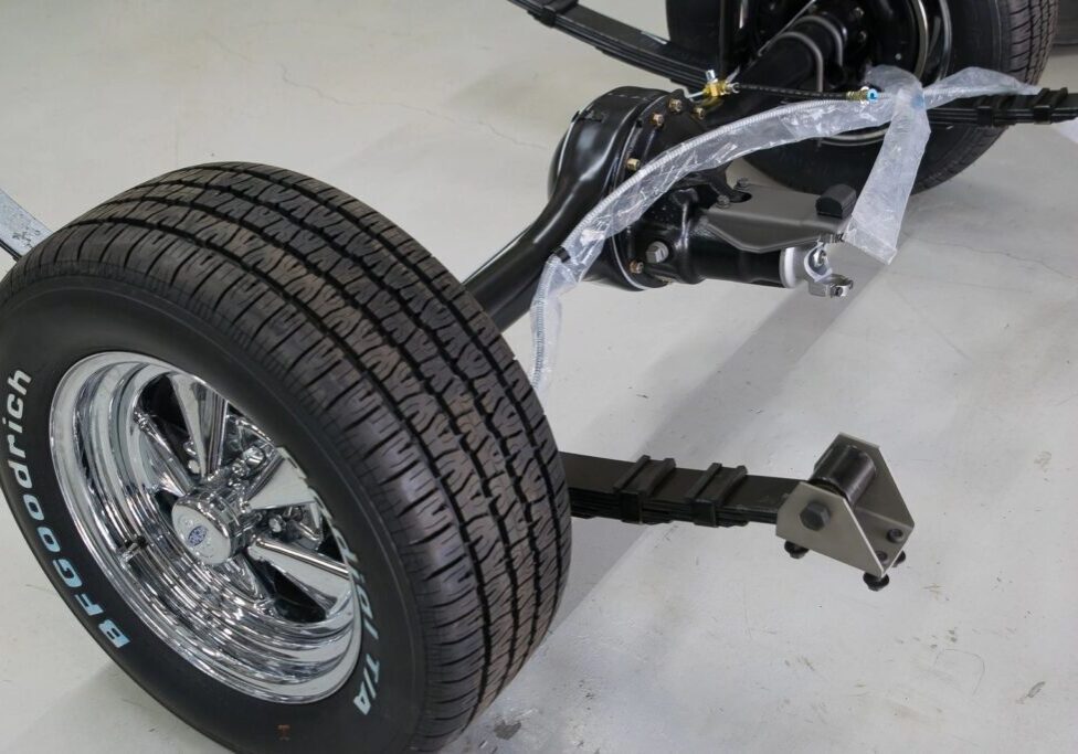Car wheel and suspension system assembly.