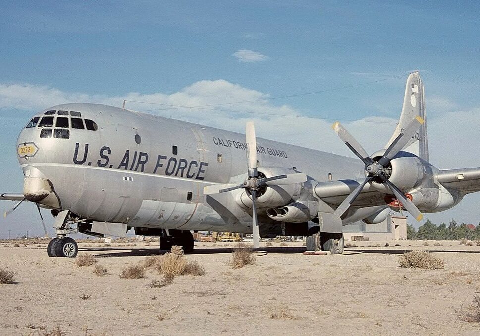 U.S. Air Force military transport aircraft parked.