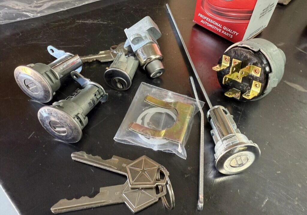 Car ignition lock set and keys.